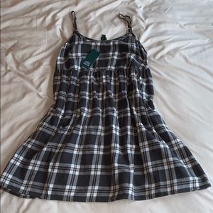 Gray- Green plaid dress. NEVER WORN.